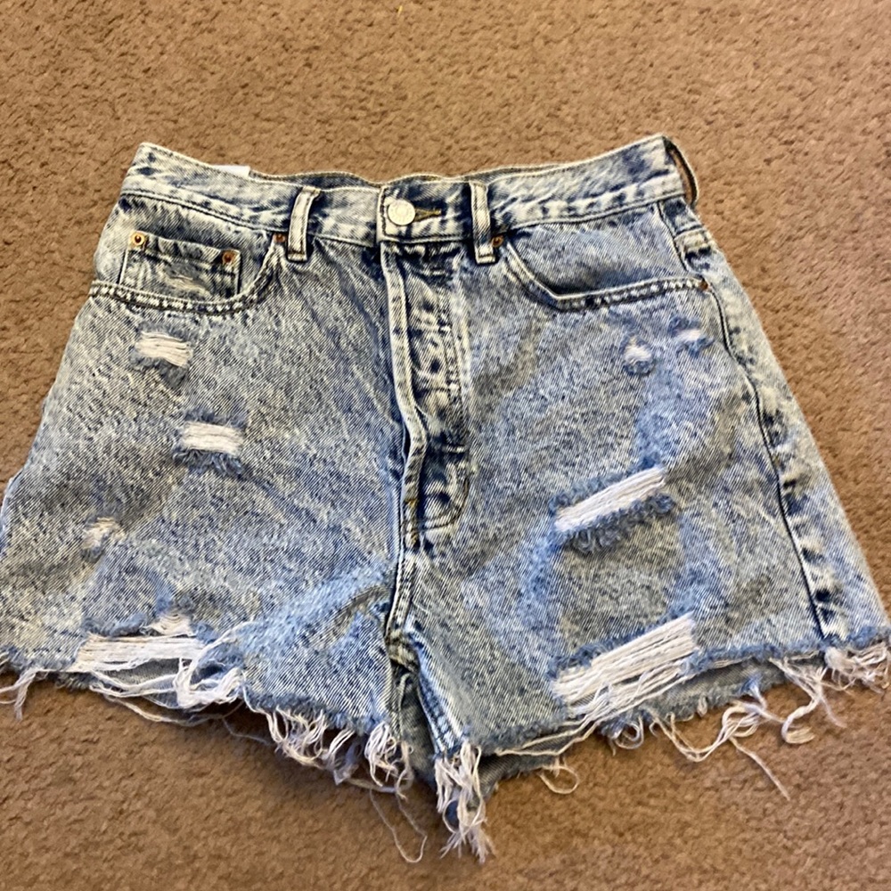 Ripped jean shorts